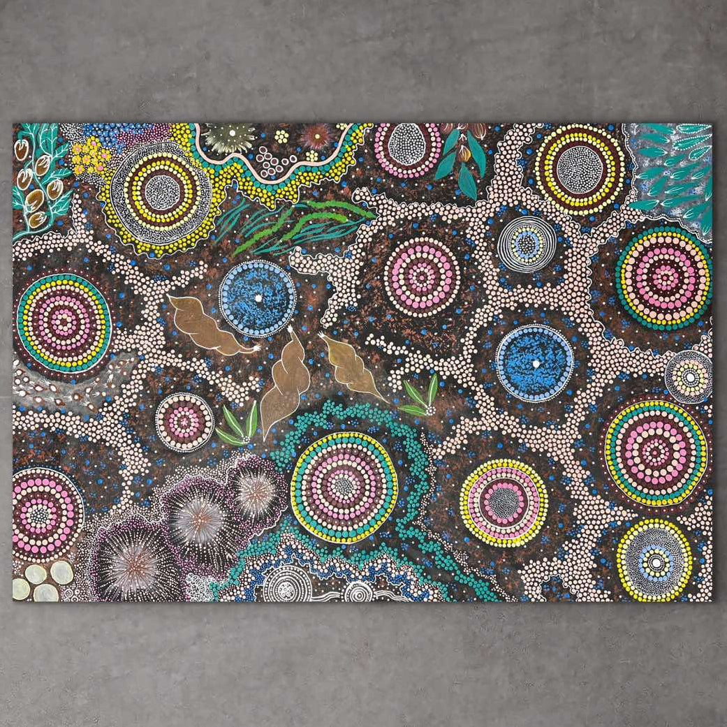 "Water Dreaming / Bush Tucker" Roxanne Napaljarri Collins 116cm x 79cm