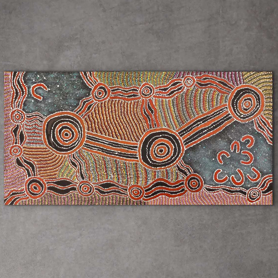 "Kalaya Tjukurpa" original Aboriginal painting by Tjutjuna Paul Andy, 178cm x 89cm - authentic Indigenous Australian artwork
