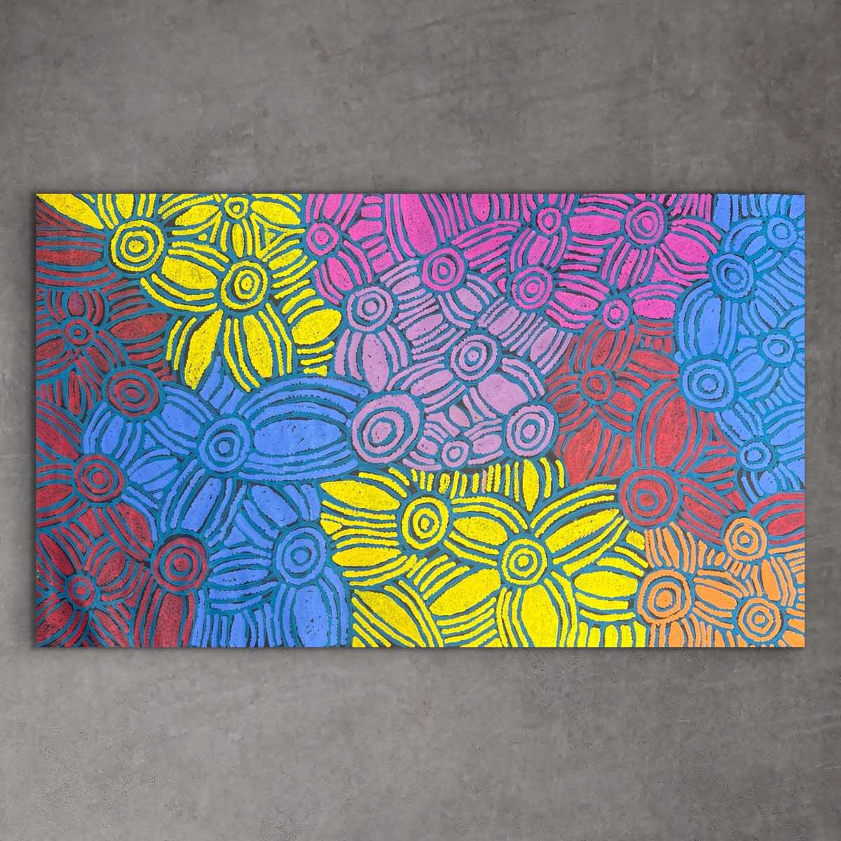 "Womens Ceremony" original Aboriginal painting by Glenys Gibson Napaltjarri, 200cm x 100cm - authentic Indigenous Australian artwork