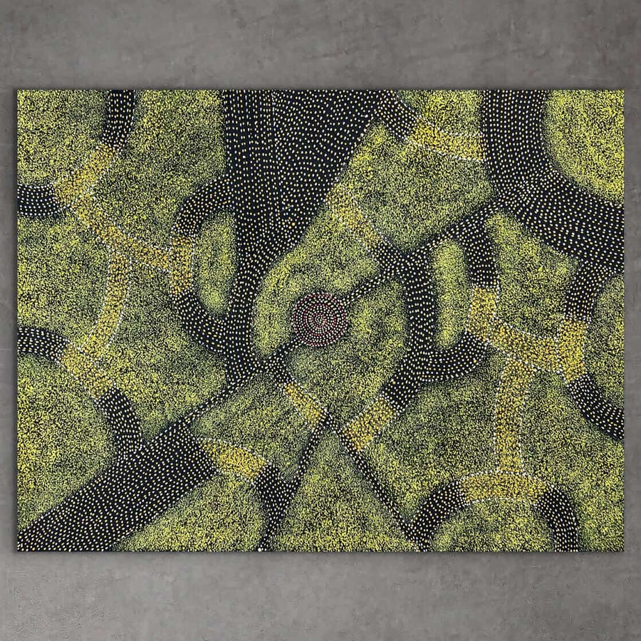 "Bush Plum" original Aboriginal painting by Roseanne Morton, 128cm x 97cm - authentic Indigenous Australian artwork