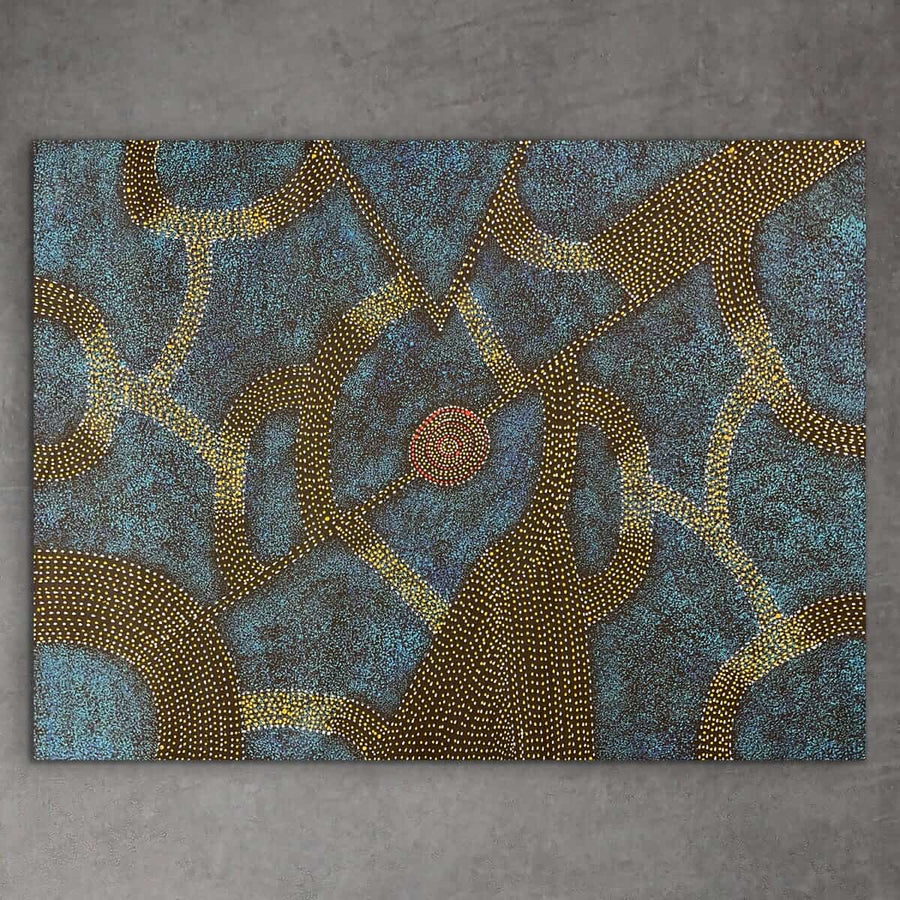 "Bush Plum" original Aboriginal painting by Roseanne Morton, 128cm x 96cm - authentic Indigenous Australian artwork