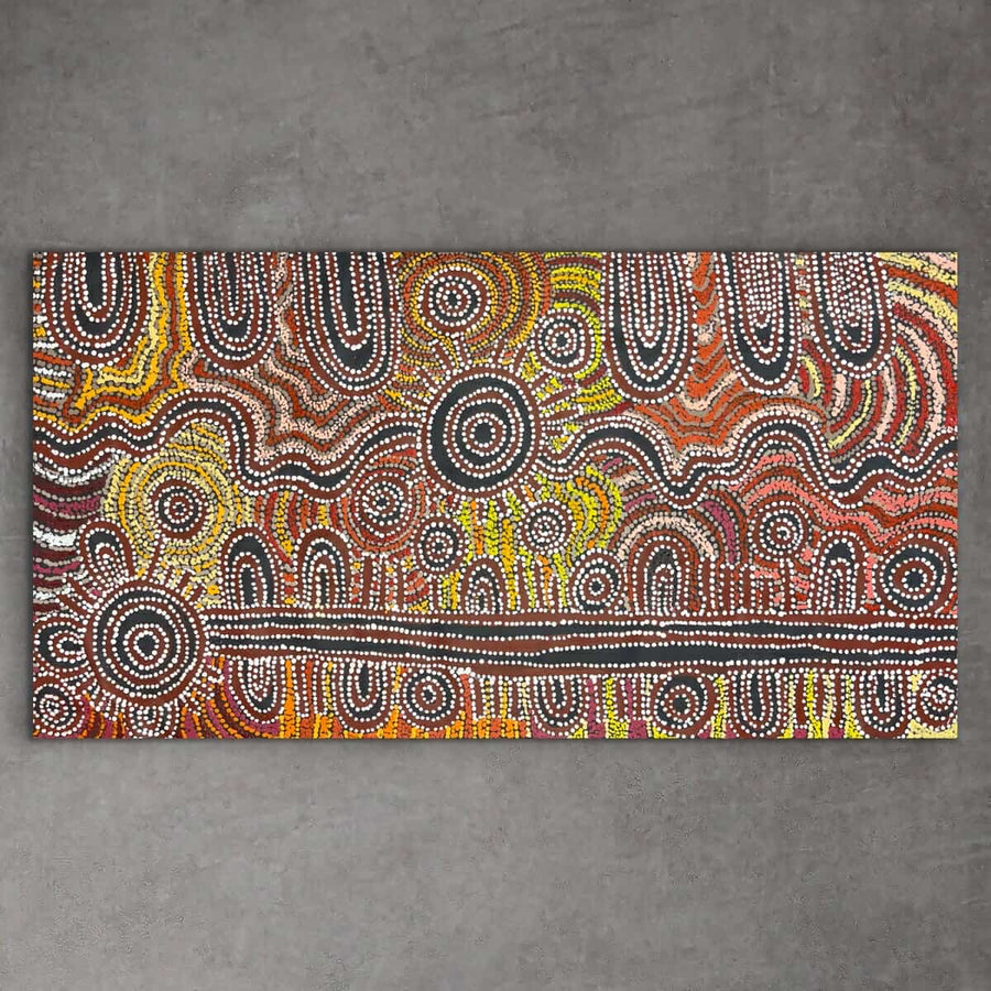 "Piltati" original Aboriginal painting by Tjimpuna Williams, 140cm x 75cm - authentic Indigenous Australian artwork