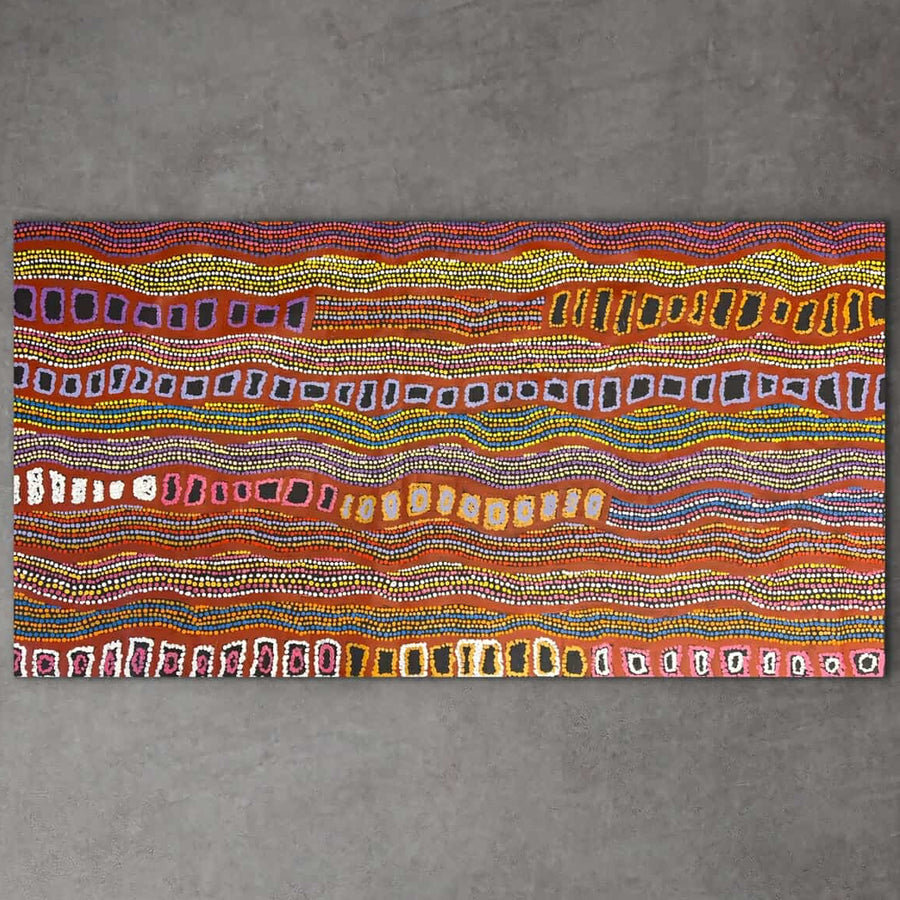 "Kalaya Tjukurpa" original Aboriginal painting by Tjutjuna Paul Andy, 148cm x 78cm - authentic Indigenous Australian artwork