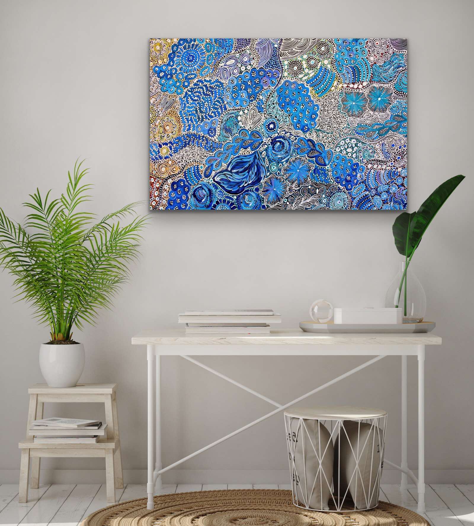 Janet Golder Kngwarreye Print Blue My Country Winter