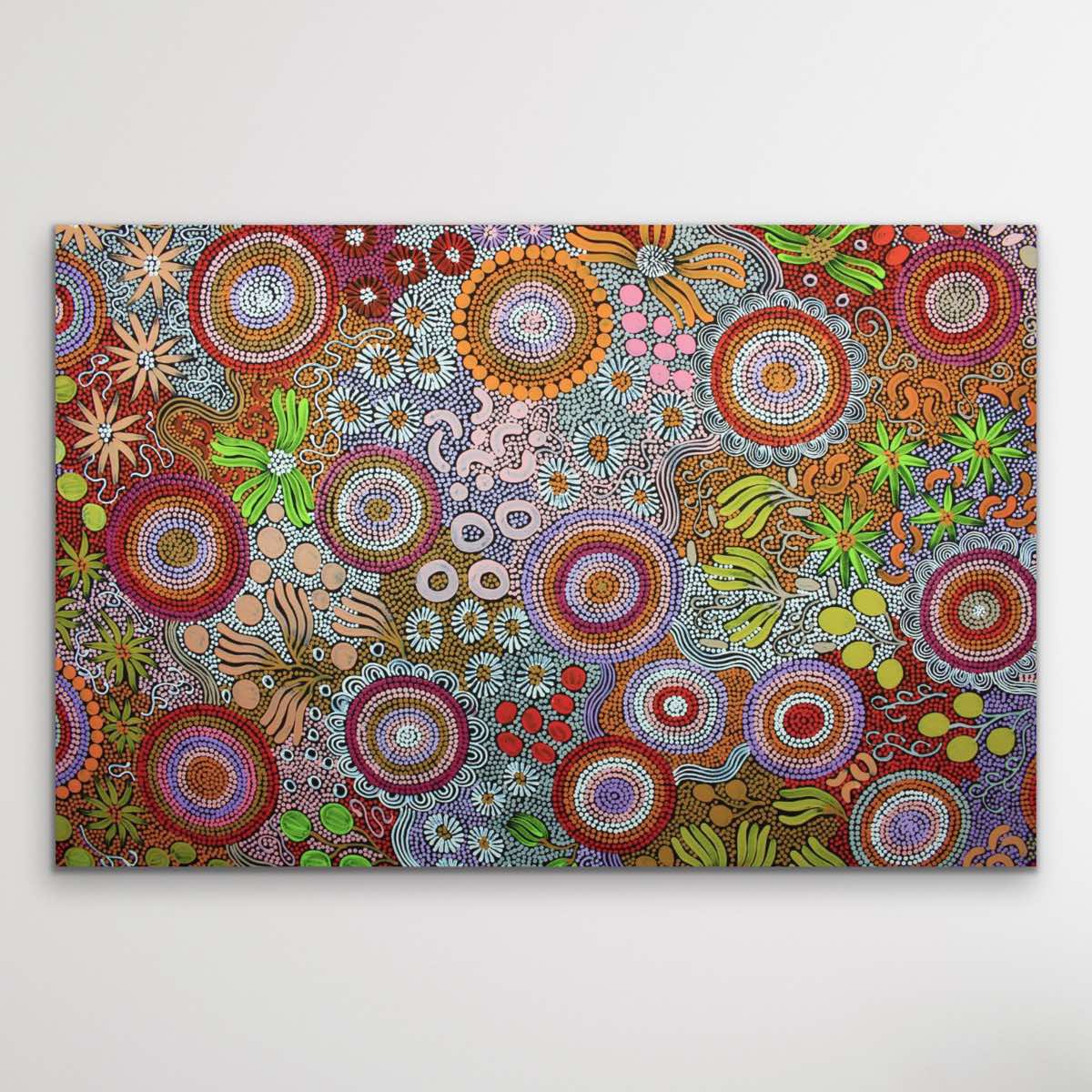 "Budgerigar & Bush Tucker" original Aboriginal painting by Print - authentic Indigenous Australian artwork