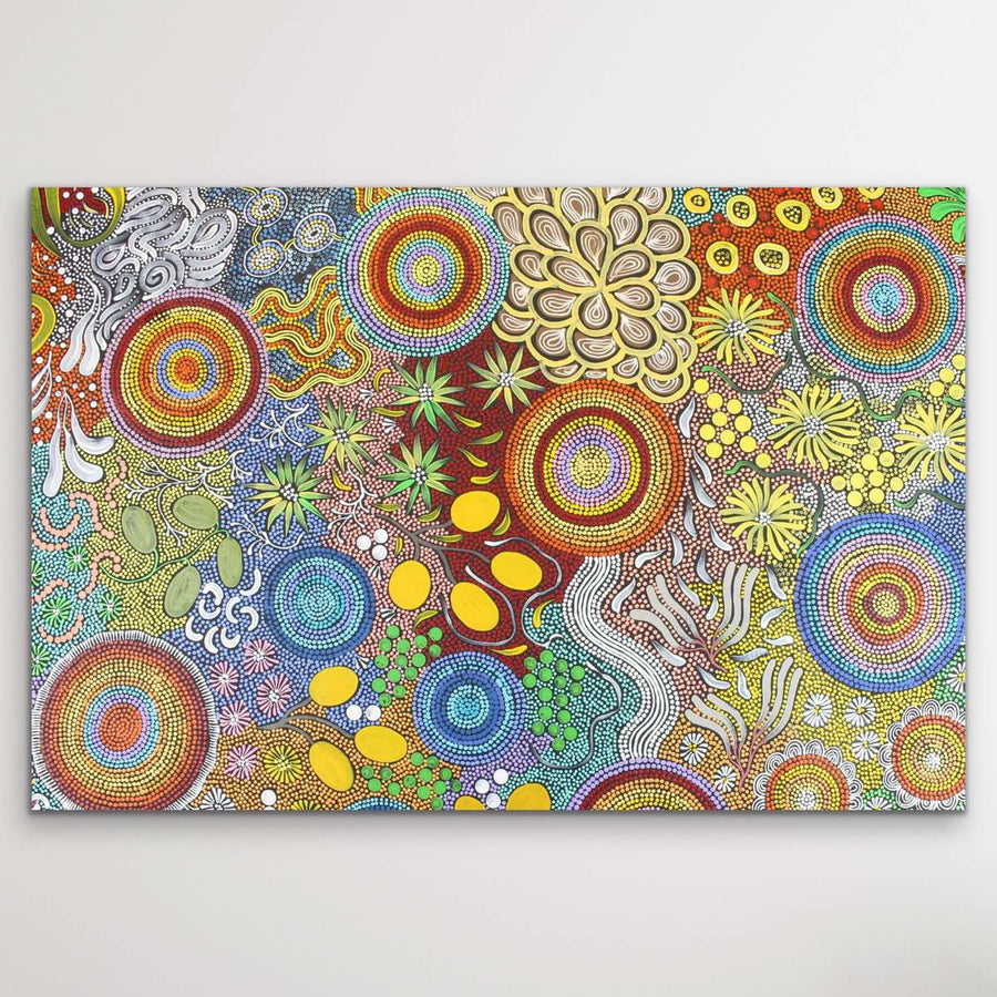 "Budgerigar Dreaming" original Aboriginal painting by Print - authentic Indigenous Australian artwork