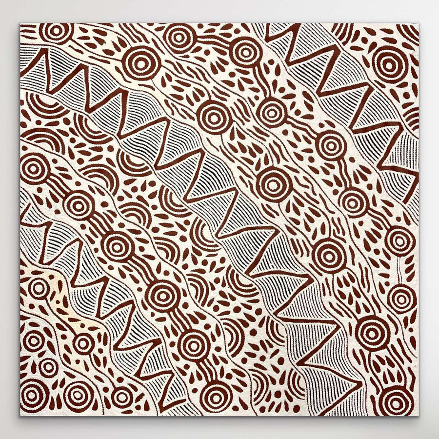 "Bush Banana Dreaming" original Aboriginal painting by Ursula Napangardi Hudson, 95cm x 94cm - authentic Indigenous Australian artwork