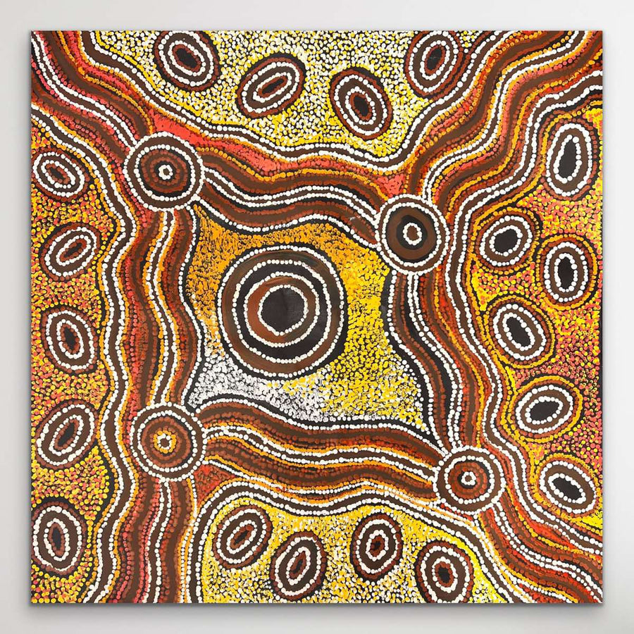 "Ngapari" original Aboriginal painting by Barbara Baker, 90cm x 90cm - authentic Indigenous Australian artwork