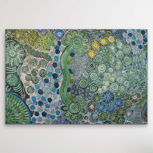Bernadine Johnson Kemarre "Green Bush Flowers" Print