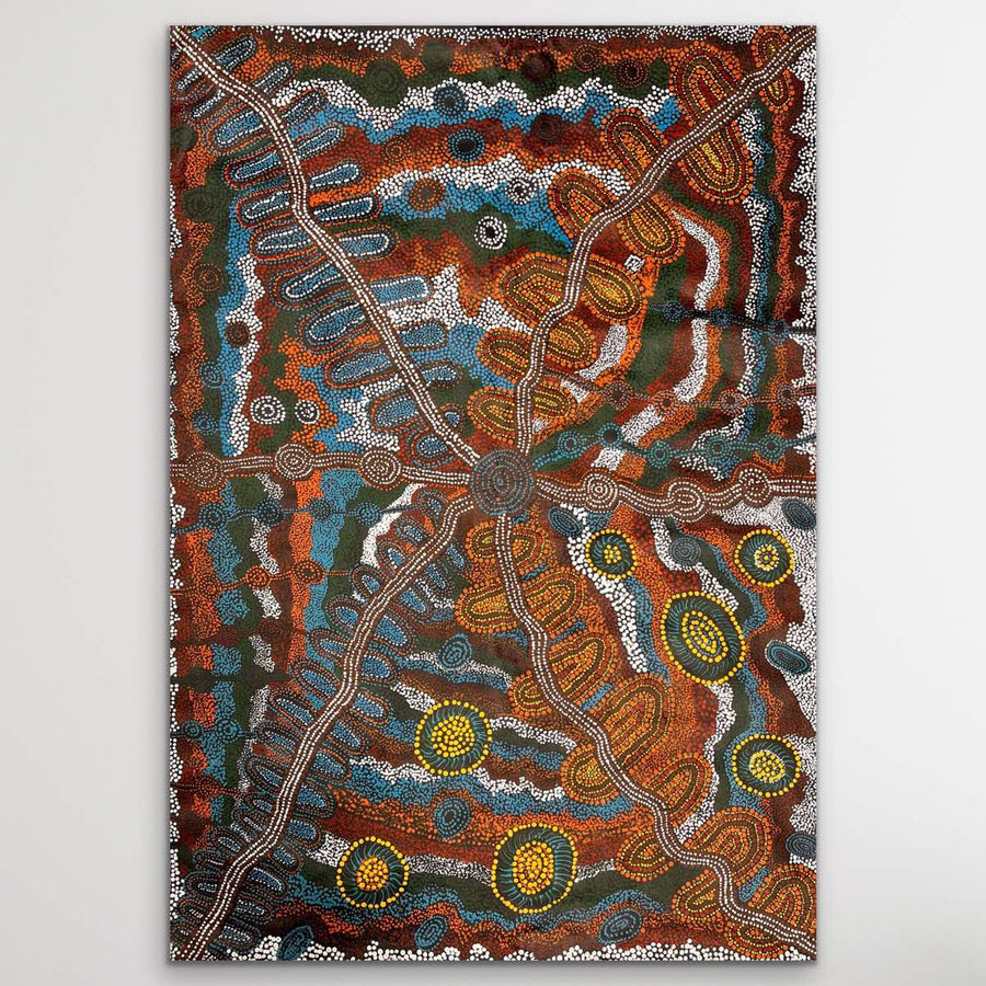 "Pukara" original Aboriginal painting by (Umatji Tjitayi) Susan Tjitayi, 135cm x 94cm - authentic Indigenous Australian artwork