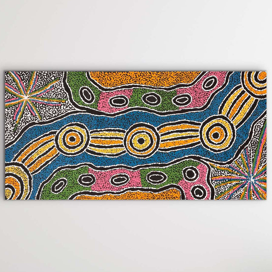 "Ngapari" original Aboriginal painting by Barbara Baker, 119cm x 59cm - authentic Indigenous Australian artwork