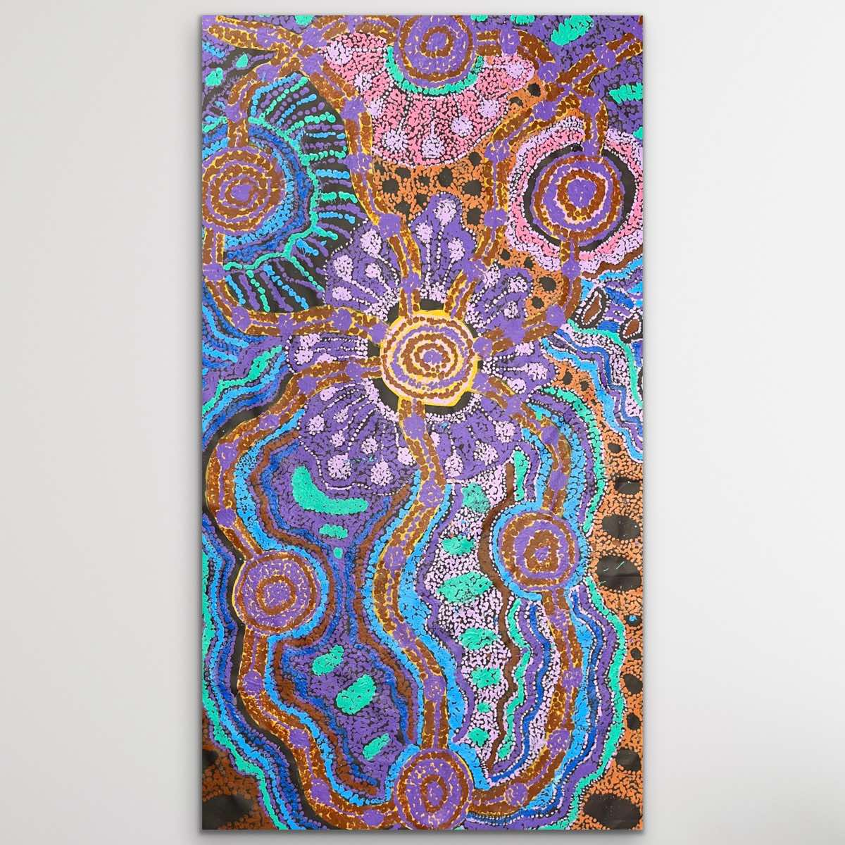 "Minyma Kutjara" original Aboriginal painting by Inawinytji Stanley, 141cm x 80cm - authentic Indigenous Australian artwork
