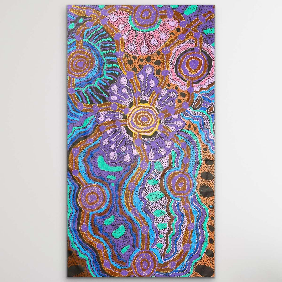 "Minyma Kutjara" original Aboriginal painting by Inawinytji Stanley, 141cm x 80cm - authentic Indigenous Australian artwork