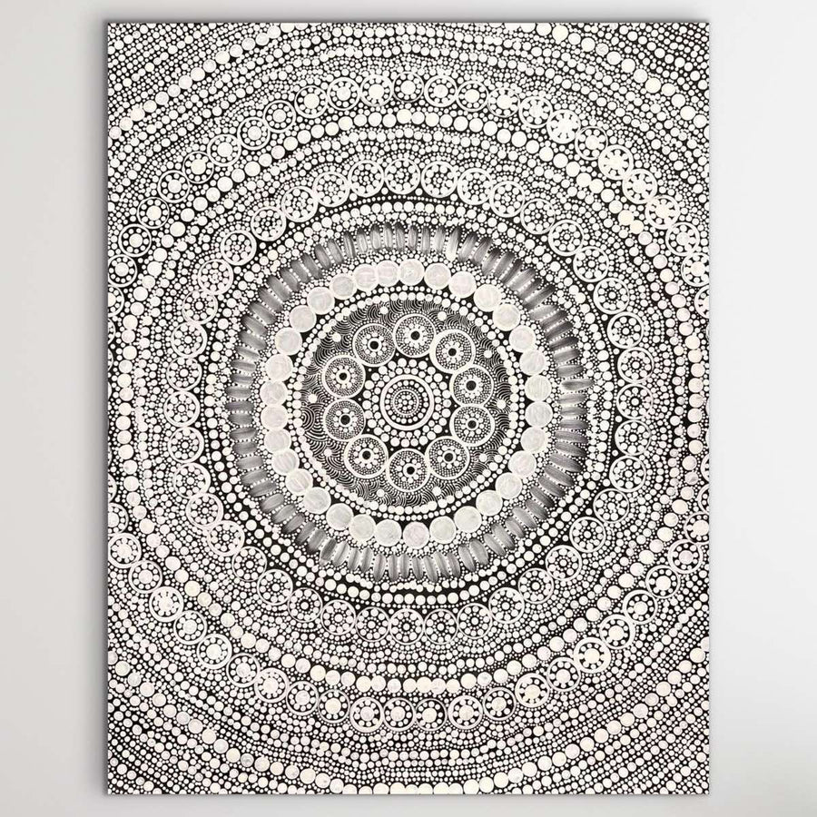 "Daisy Wildflowers" original Aboriginal painting by Susie Stafford, 87cm x 70cm - authentic Indigenous Australian artwork