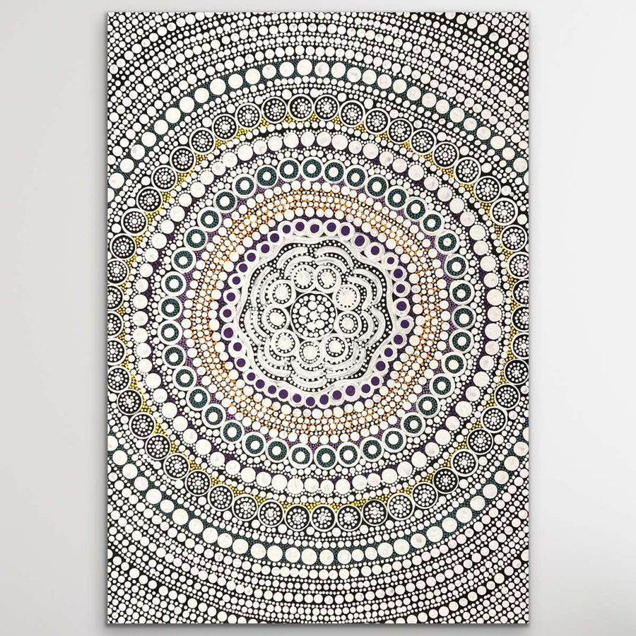 "Daisy Wildflowers" original Aboriginal painting by Susie Stafford, 49cm x 70cm - authentic Indigenous Australian artwork