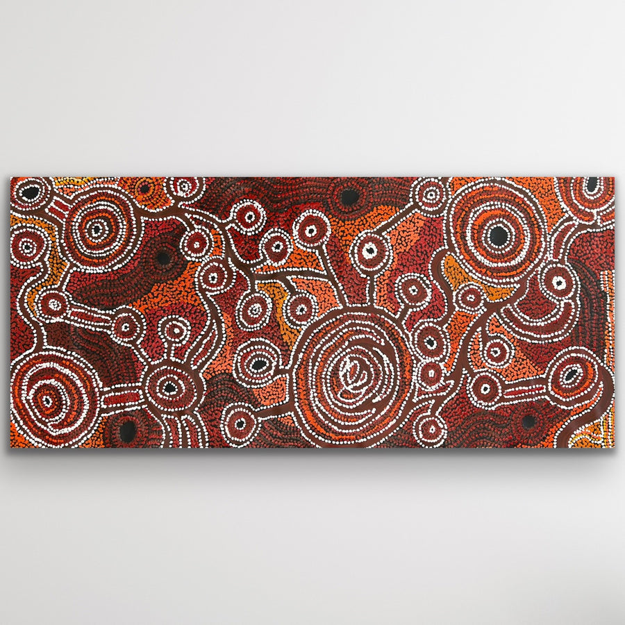 "Nguru Munu Kapi" original Aboriginal painting by Daisybell Kulyuru, 127cm x 58cm - authentic Indigenous Australian artwork