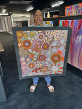Load image into Gallery viewer, "Budgerigar and Bush Tucker Story" original Aboriginal painting by Julieanne Nungurrayi Turner, 81cm x 75cm - authentic Indigenous Australian artwork
