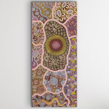 Load image into Gallery viewer, "Fire Dreaming" by Maureen Nampijinpa Hudson - detail view of Aboriginal painting, 203cm x 89cm
