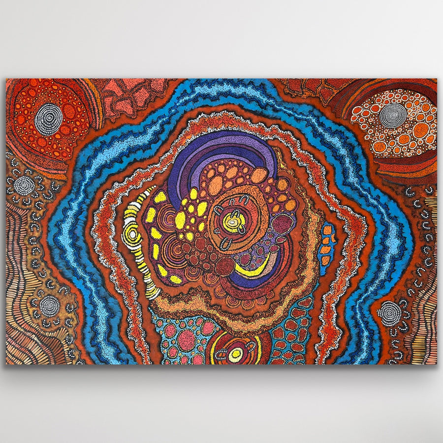 "My Country" original Aboriginal painting by Damien and Yilpi Marks, 199cm x 135cm - authentic Indigenous Australian artwork