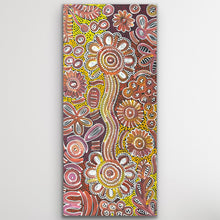 Load image into Gallery viewer, "Bush Flowers" original Aboriginal painting by Bernadine Johnson Kemarre, 78cm x 36cm - authentic Indigenous Australian artwork
