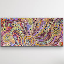 Load image into Gallery viewer, "Kapi Tjukula Munu Ngura" original Aboriginal painting by Audrey Brumby, 200cm x 98cm - authentic Indigenous Australian artwork
