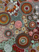 Load image into Gallery viewer, "Budgerigar &amp; Bush Tucker Story" original Aboriginal painting by Julieanne Turner Nungurrayi, 129cm x 98cm - authentic Indigenous Australian artwork
