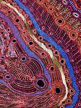 Load image into Gallery viewer, "Rainbow Serpent (Wanampi)" Aboriginal art by Debra Umala - close-up detail, 198cm x 122cm
