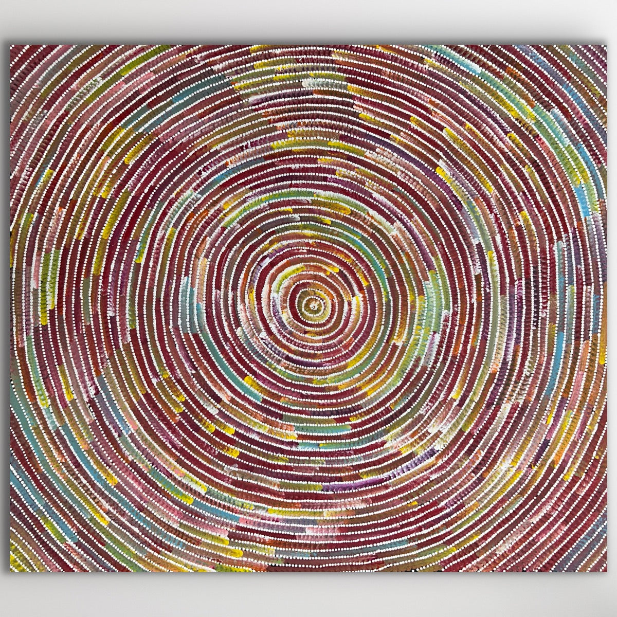 "Circle of Life" original Aboriginal painting by Bernadine Johnson Kemarre, 99cm x 87cm - authentic Indigenous Australian artwork