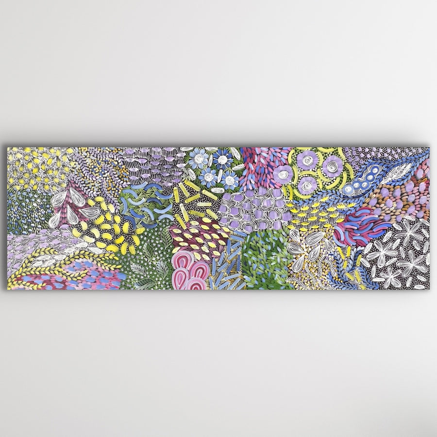 "Awelye" original Aboriginal painting by Karen Bird Ngale, 209cm x 71cm - authentic Indigenous Australian artwork
