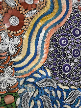 Load image into Gallery viewer, Colorful abstract pattern with swirls, circles, and leaf shapes in various colors. Karen bird close up 4 KB19772AU
