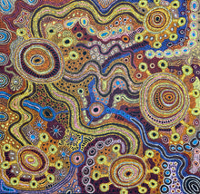 Load image into Gallery viewer, "Nguru Munu Kapi Tjukula" original Aboriginal painting by Audrey Brumby, 149cm x 145cm - authentic Indigenous Australian artwork
