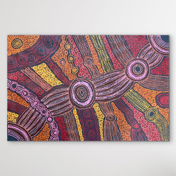 dot painting Australia displayed on wall