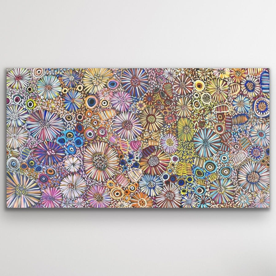 "My Country" original Aboriginal painting by Abie Loy Kemarre, 199cm x 105cm - authentic Indigenous Australian artwork