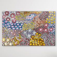 Load image into Gallery viewer, Colorful aboriginal artwork with floral patterns on a white background

