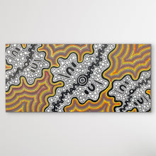 Load image into Gallery viewer, full view mina mina dot painting red orange yellow black and white
