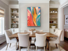 Load image into Gallery viewer, Pantu Salt Lake Sunset Aboriginal print by Janice Stanley styled in dining room, contemporary Indigenous art on canvas
