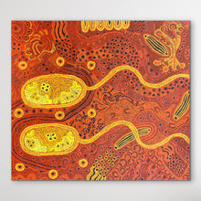 Load image into Gallery viewer, Vertical view of Aboriginal Art Oranges, Browns and Yellows
