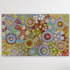 "Budgerigar Dreaming and Bush Tucker" Julieanne Nungurrayi Turner 113cm x 66cm