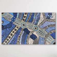 Load image into Gallery viewer, Blue and white Minma Malilu dreaming story apy lands artist full painting medium large artwork
