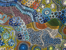 Load image into Gallery viewer, My Country Utopia Aboriginal painting by Janet Golder Kngwarreye inspired by ancestral stories and Utopia landscapes
