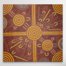 Load image into Gallery viewer,  Aboriginal art with concentric circles and lines on a black background
