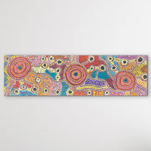 Load image into Gallery viewer, "Nguru Minyma Kutjara" original Aboriginal painting by Daisybell Kulyuru, 122cm x 36cm - authentic Indigenous Australian artwork
