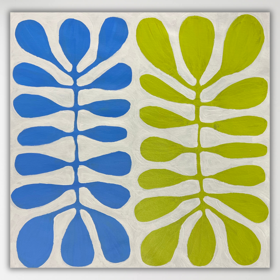 "Acacia Leaves (Watiya Tjuta)" Debra Nangala McDonald 61cm x 60cm green and blue