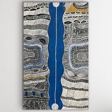 Load image into Gallery viewer, Large Aboriginal artwork Mina Mina Dreaming by Alice Granites Napanangka in black and white tones
