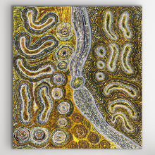 Load image into Gallery viewer, Delicate white tracks weave across golden ground, capturing timeless desert movement.
