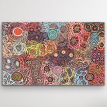 Load image into Gallery viewer, Grandmother&#39;s Country Aboriginal artwork by Michelle Possum Nungurrayi showing sacred sites and country in vivid colour
