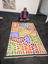 Load image into Gallery viewer, Artist photo of Debra Nangala McDonald with "Mulga Trees (Watiya Tjuta)" 
