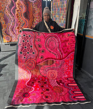 Load image into Gallery viewer,  Renae Nakamarra Nelson holding her painting "Mamungari-nya" 199cm x 145cm
