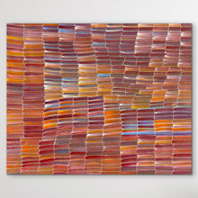 Load image into Gallery viewer, Aboriginal Art piece with horizontal stripes in various colours and white dots
