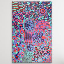 Load image into Gallery viewer, Pink, blue, purple Aboriginal dot dreamtime painting 
